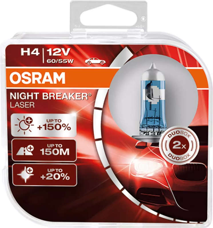 OSRAM Night Breaker Laser Set H1, H3, H4, H7, H8, H11, HB3 or HB4