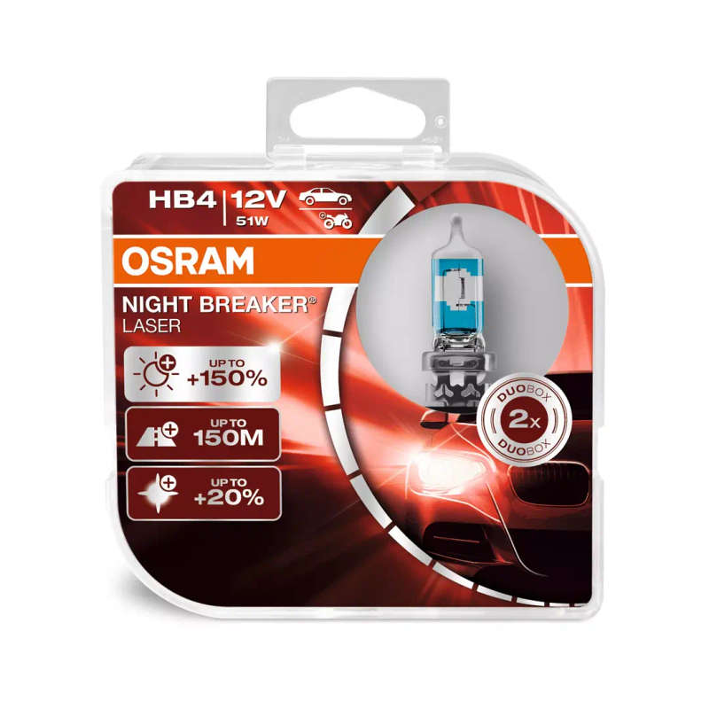 OSRAM Night Breaker Laser Set H1, H3, H4, H7, H8, H11, HB3 or HB4