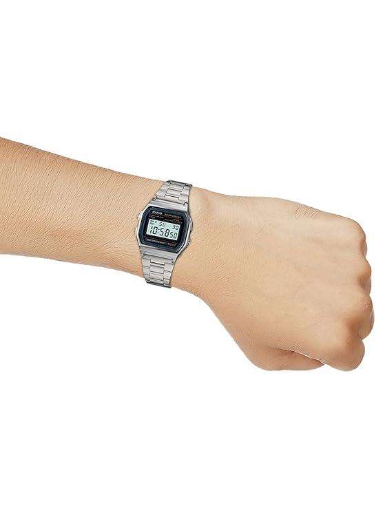 CASIO A158WA-Q1 RETRO SILVER BLACK DIGITAL WATCH