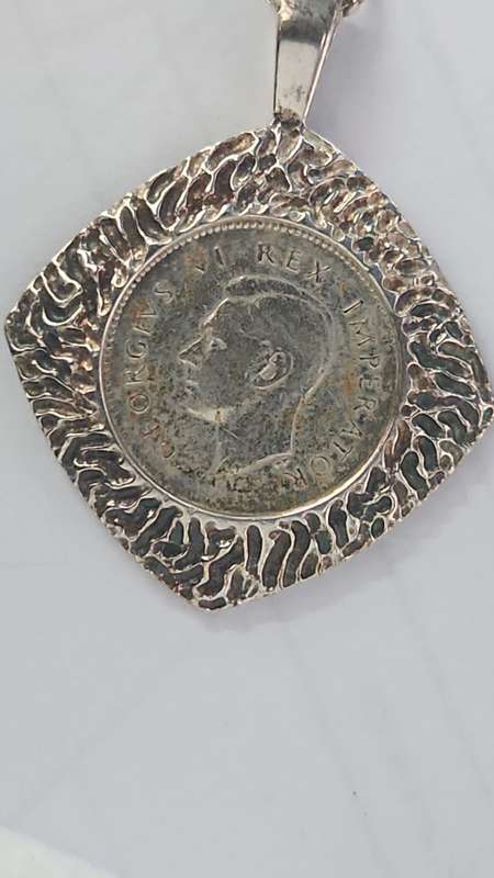 1940 3 DARIUS GEORGIVS VI REX IMPERATOR COIN ON 25CM CHAIN 925 STERLING SILVER