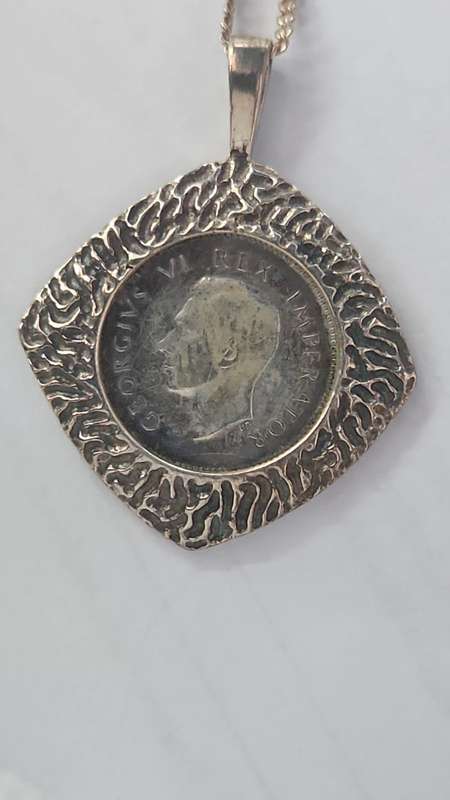 1943 3 DARIUS GEORGIVS VI REX IMPERATOR COIN ON 22CM CHAIN 925 STERLING SILVER
