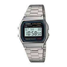 CASIO A158WA-Q1 RETRO SILVER BLACK DIGITAL WATCH