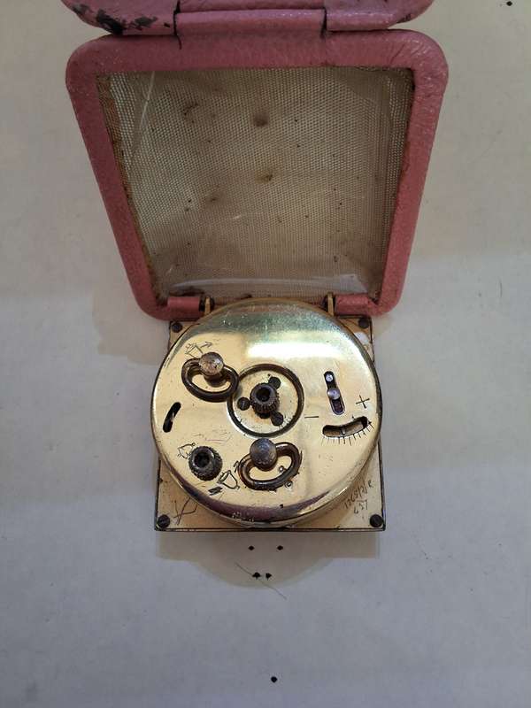 Antique Kaiser Germany 2 Rubis Pink Cased Travel Clock - Not Working