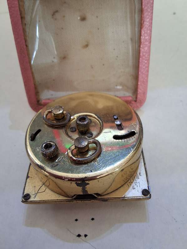 Antique Kaiser Germany 2 Rubis Pink Cased Travel Clock - Not Working