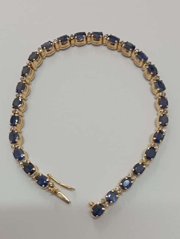18ct Yellow Gold Sapphire and Diamond Tennis Bracelet