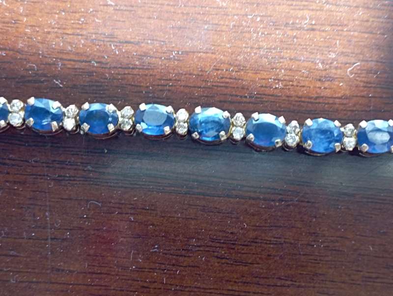 18ct Yellow Gold Sapphire and Diamond Tennis Bracelet