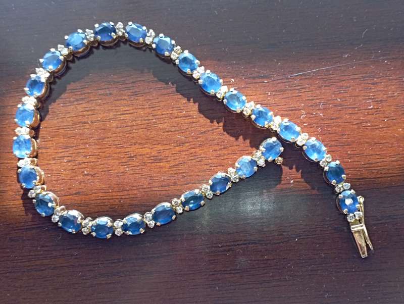 18ct Yellow Gold Sapphire and Diamond Tennis Bracelet