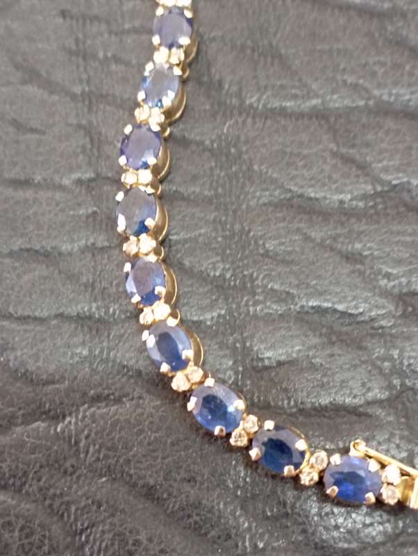18ct Yellow Gold Sapphire and Diamond Tennis Bracelet
