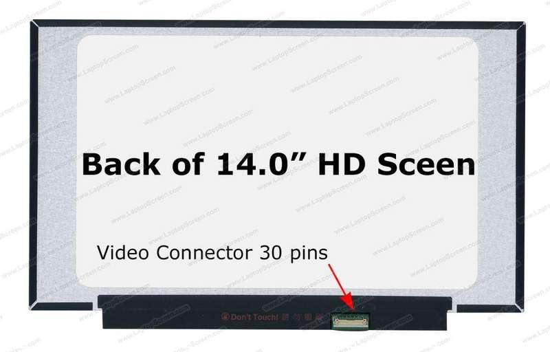 14.0" WXGA LCD Screen - 30-Pin eDP Bottom-Right Connector - Slim Bezel
