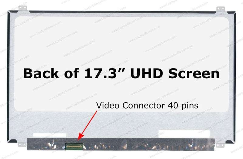 17.3" UHD LCD Screen - IPS Panel - Matte Surface - 40-Pin eDP Bottom-Left Connector