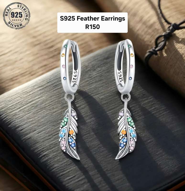 S925 Sterling Silver Feather Earrings