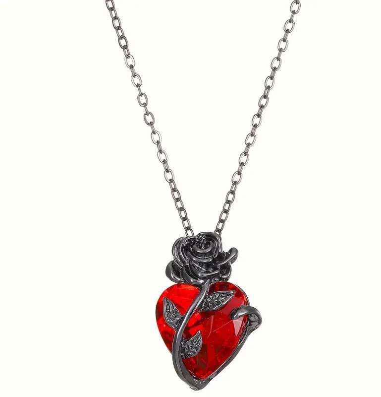 Rose Flower Pendent Necklace For Men, Gothic Style Clavicle Chain, father's day gift
