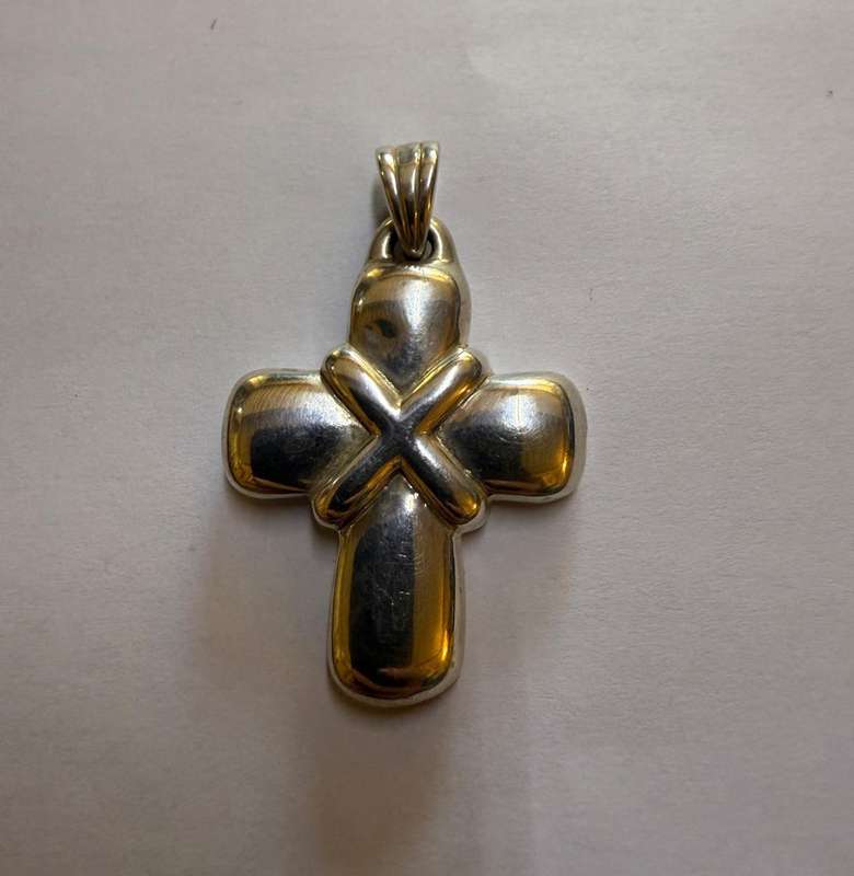 Sterling silver hollow cross pendant
