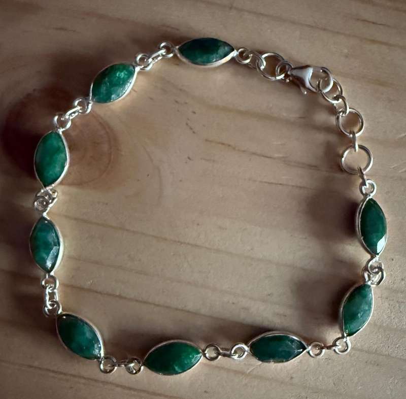 Sterling silver Emerald bracelet