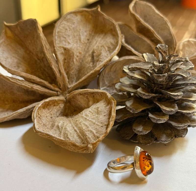Sterling silver amber ring