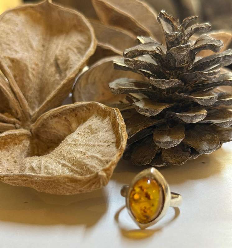 Sterling silver amber ring