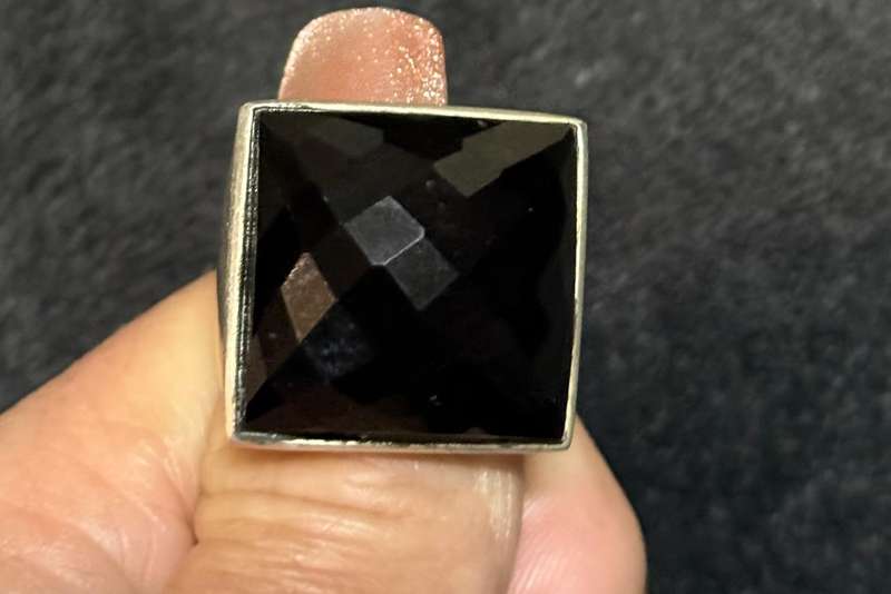 Big sterling silver onyx ring