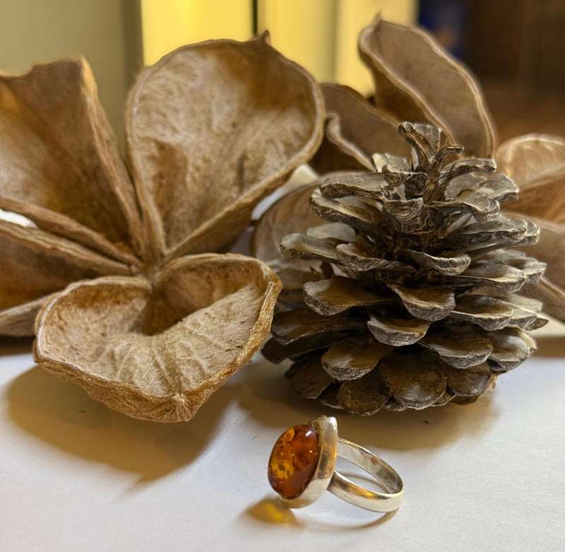 Sterling silver amber ring