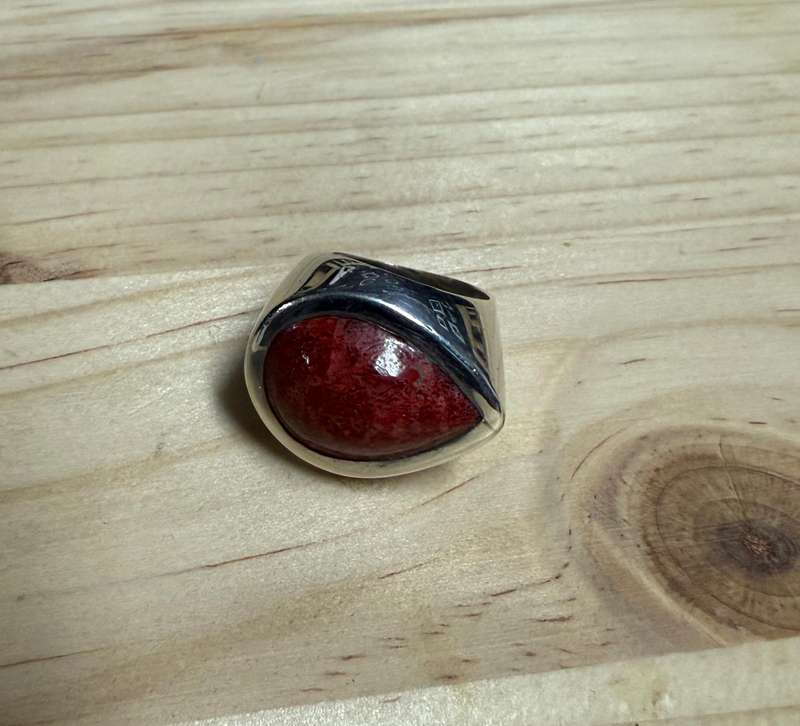 Sterling silver coral ring