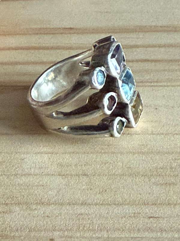 Sterling silver multi stone ring