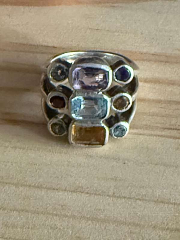 Sterling silver multi stone ring
