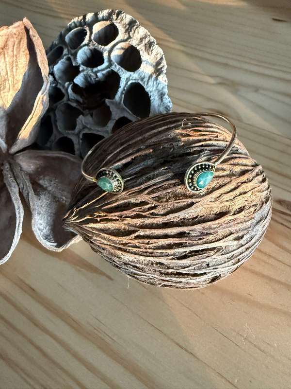Sterling silver Aventurine open bangle