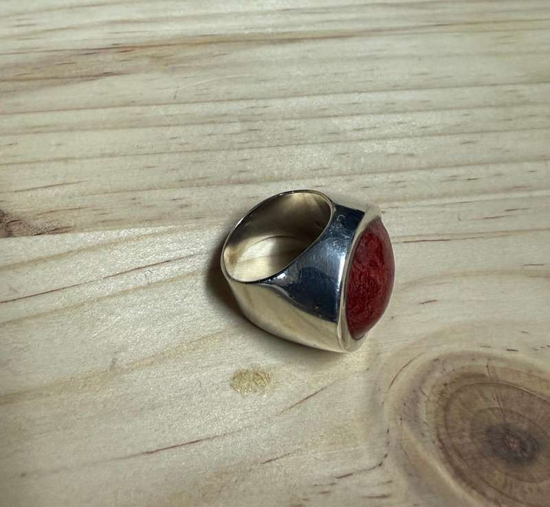 Sterling silver coral ring