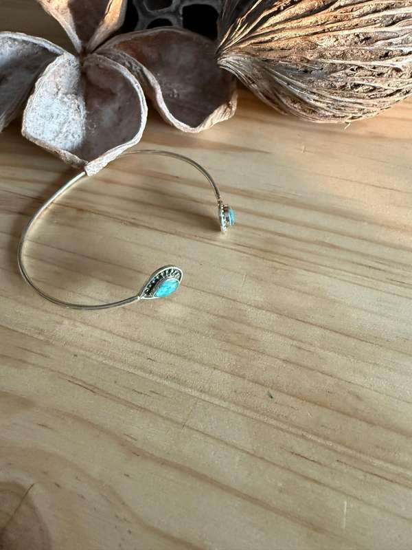 Sterling silver Aventurine open bangle
