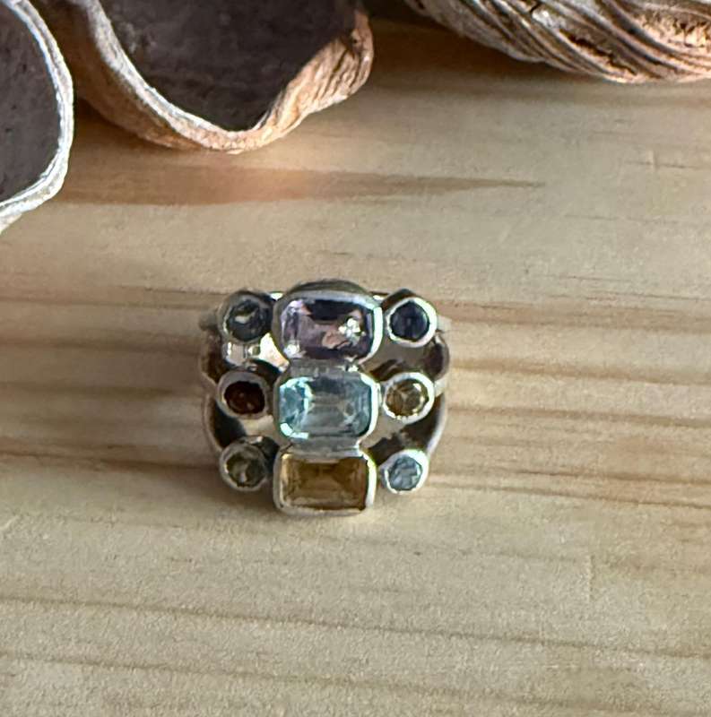 Sterling silver multi stone ring