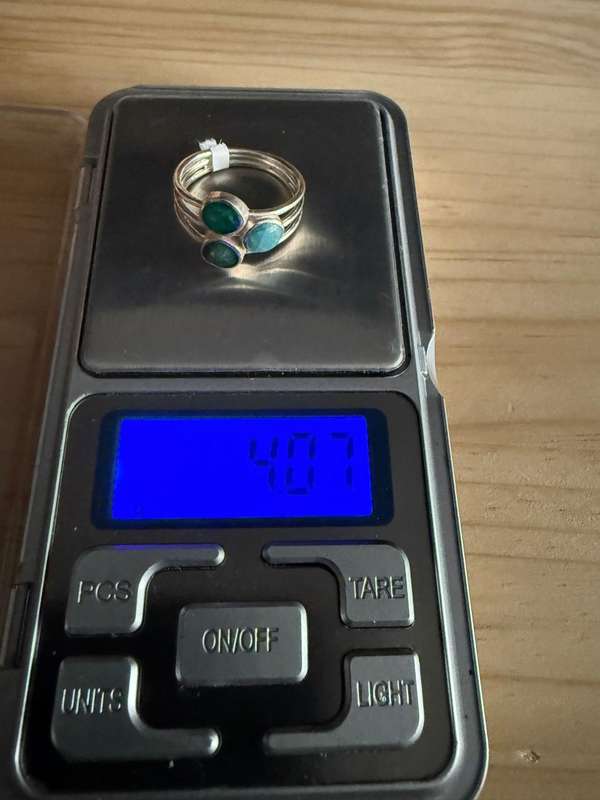 Sterling silver Emerald and aventurine Ring