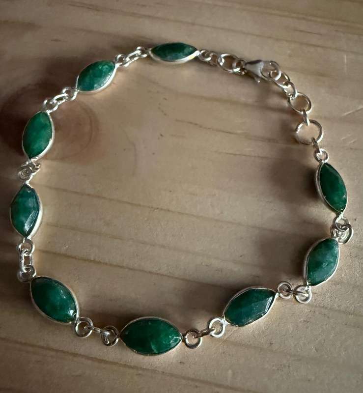 Sterling silver Emerald bracelet