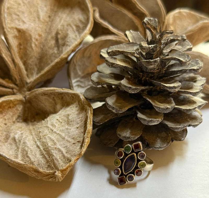 Sterling silver multi stone ring
