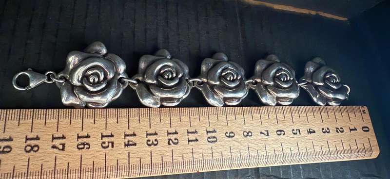 Sterling silver rose bracelet