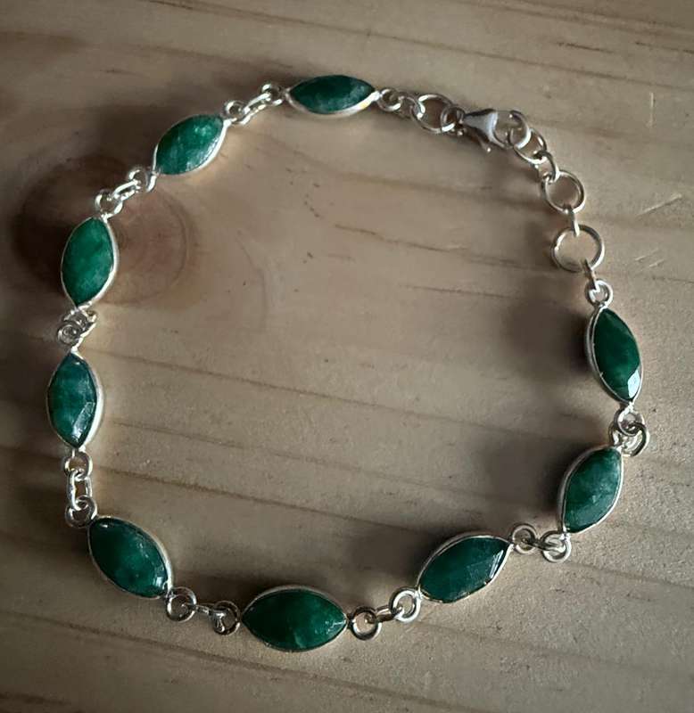 Sterling silver Emerald bracelet