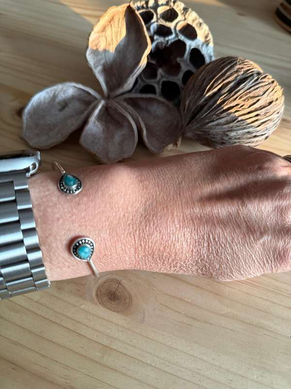 Sterling silver Aventurine open bangle