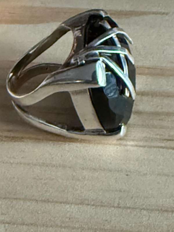 Sterling silver big onyx ring