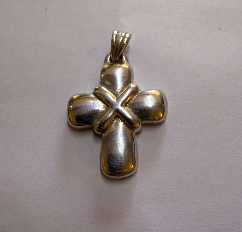 Sterling silver hollow cross pendant