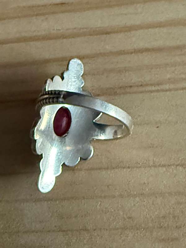 Sterling silver boho ruby ring