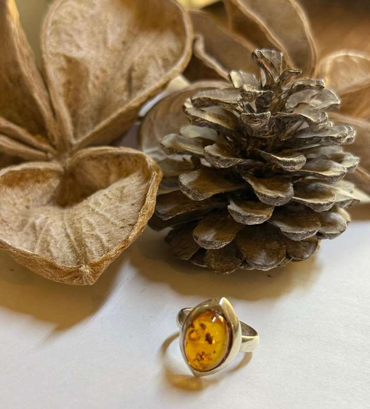 Sterling silver amber ring