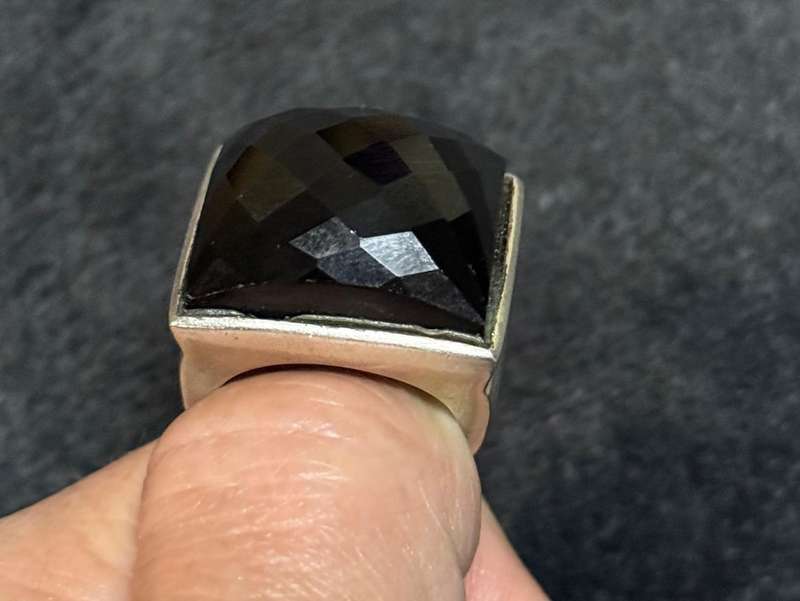 Big sterling silver onyx ring