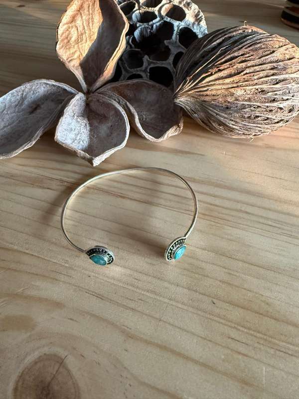 Sterling silver Aventurine open bangle