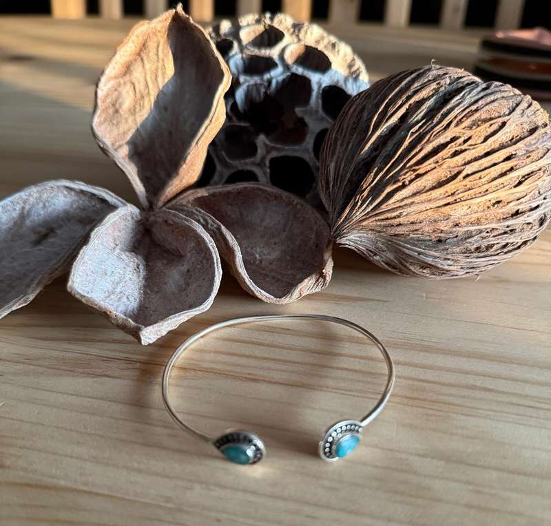 Sterling silver Aventurine open bangle
