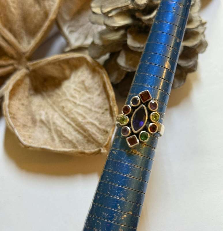 Sterling silver multi stone ring