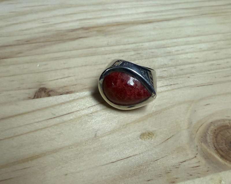 Sterling silver coral ring