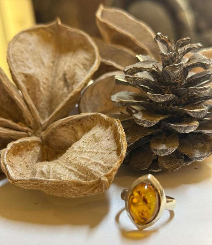 Sterling silver amber ring