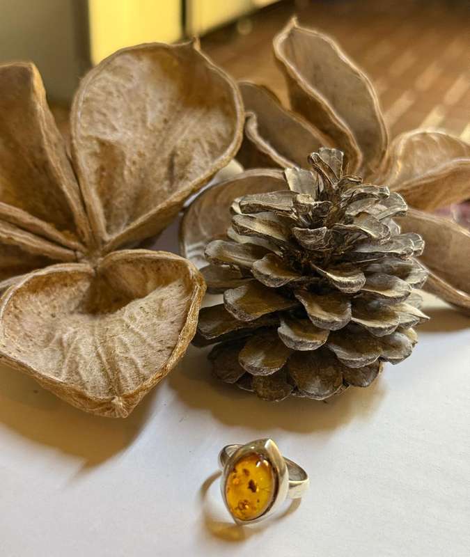 Sterling silver amber ring