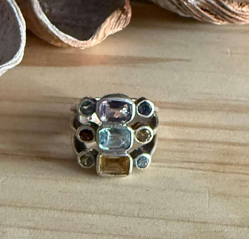 Sterling silver multi stone ring