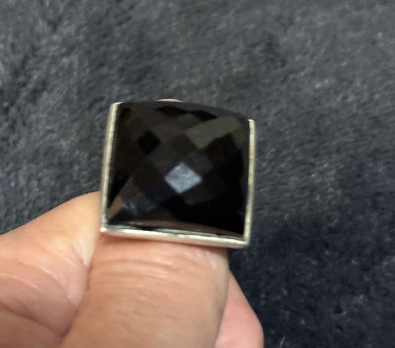 Big sterling silver onyx ring