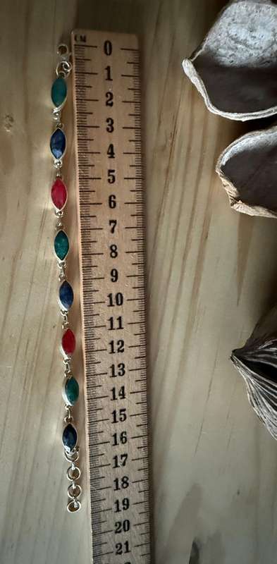 Sterling silver bracelet with Ruby/Emerald and Sapphire Stones