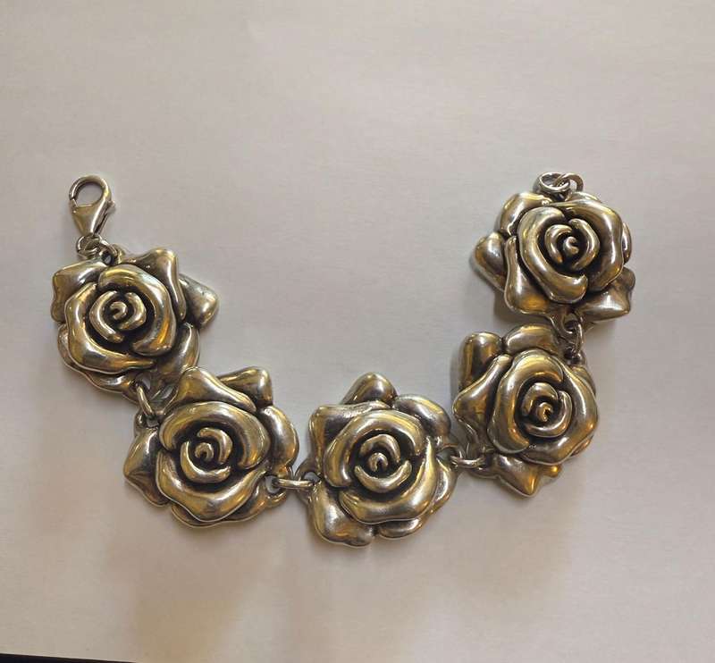Sterling silver rose bracelet
